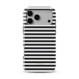 Horizontal Stripes, Pinstripe Black and White - Tough Telefoonhoesje