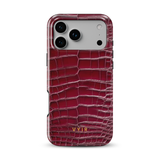 Croc Leather Print Bordeauxrood - Tough MagSafe iPhone Hoesje