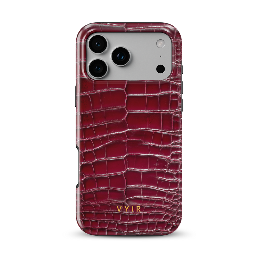 Croc Leather Print Bordeauxrood - Tough MagSafe iPhone Hoesje