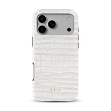 Croc Leather Print Wit - Tough MagSafe iPhone Hoesje