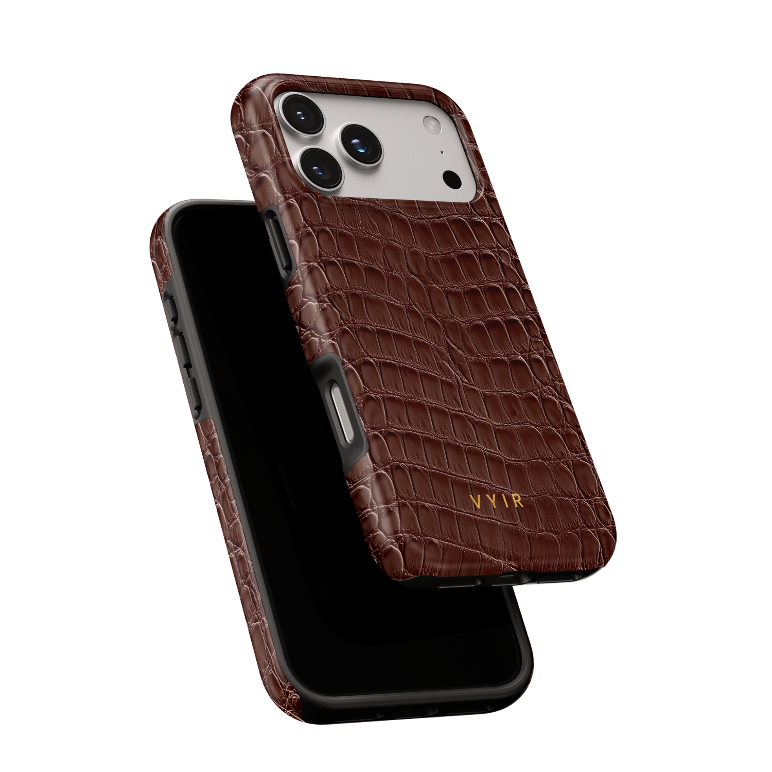 Croc Leather Print Mocha - Shockproof Phone Case - VYIR