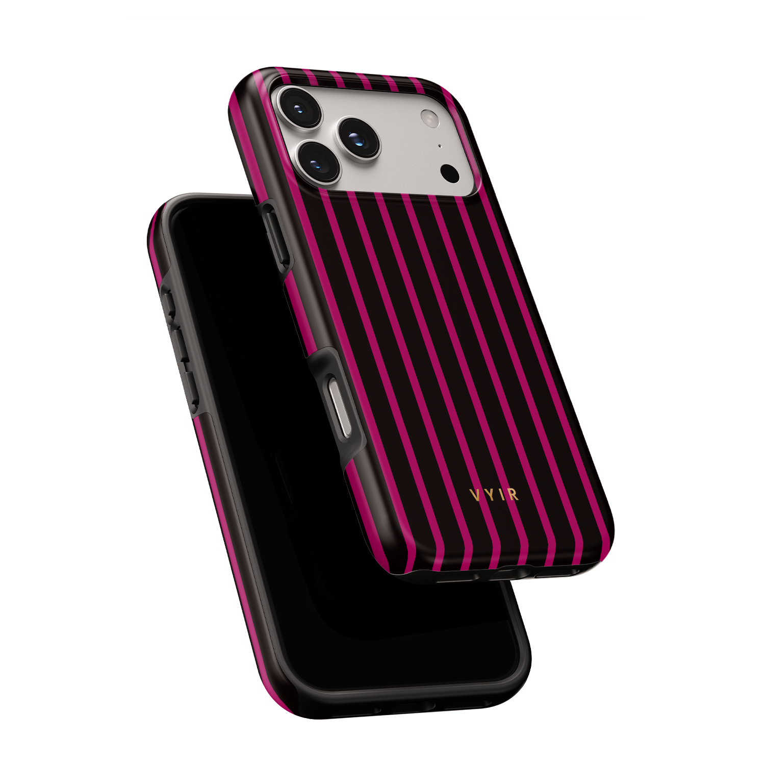 Vertical Stripes, Wine Red - Shockproof MagSafe iPhone Case - VYIR