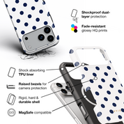 Classic Polka Dots, Sailor Blue - Shockproof MagSafe iPhone Case - VYIR