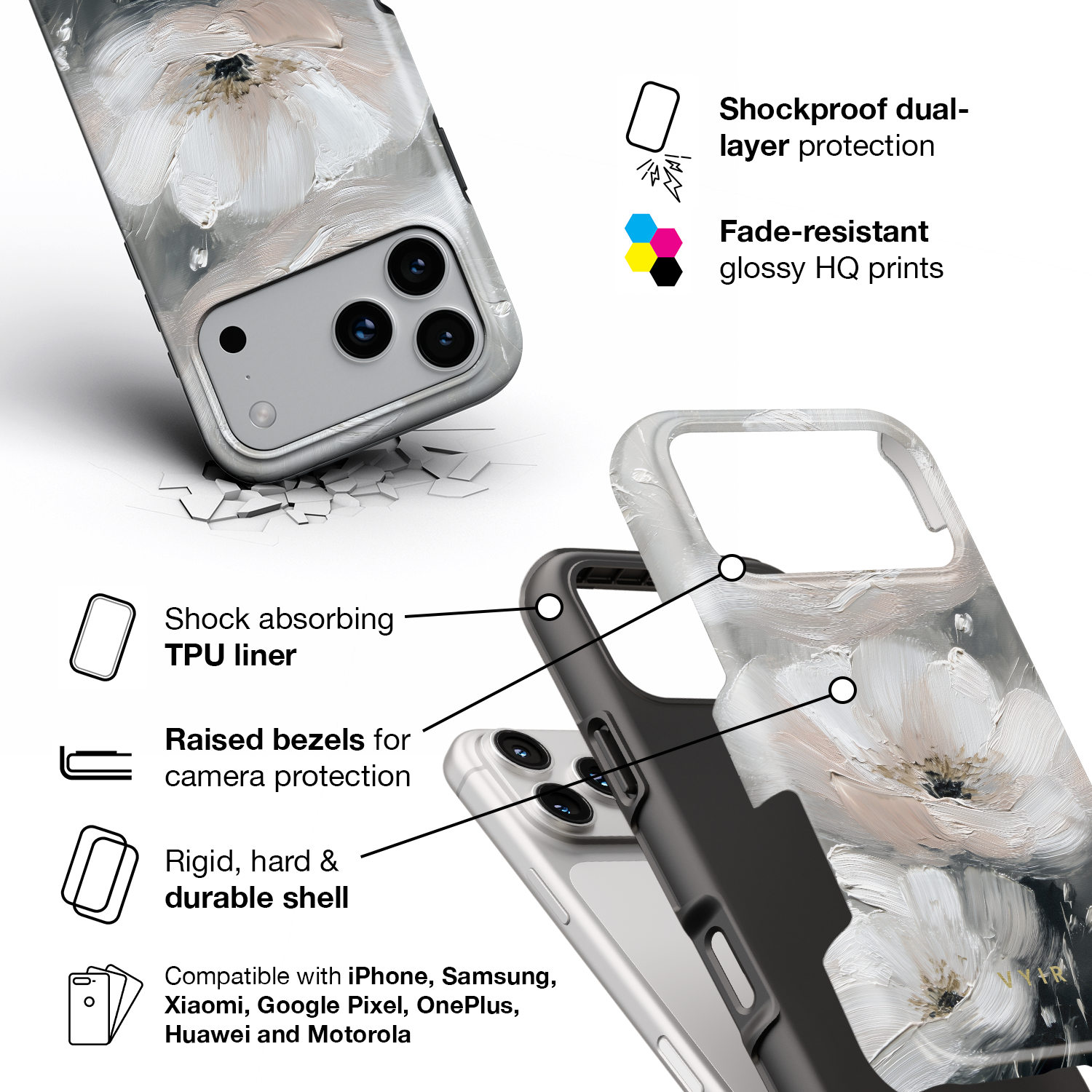 Misty Floral Painting - Shockproof Phone Case - VYIR