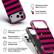 Horizontal Stripes, Wine Red - Shockproof Phone Case - VYIR