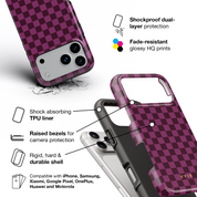 Tiny Checker, Burgundy - Shockproof Phone Case - VYIR