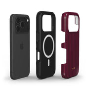Vertical Stripes, Merlot - Shockproof MagSafe iPhone Case - VYIR
