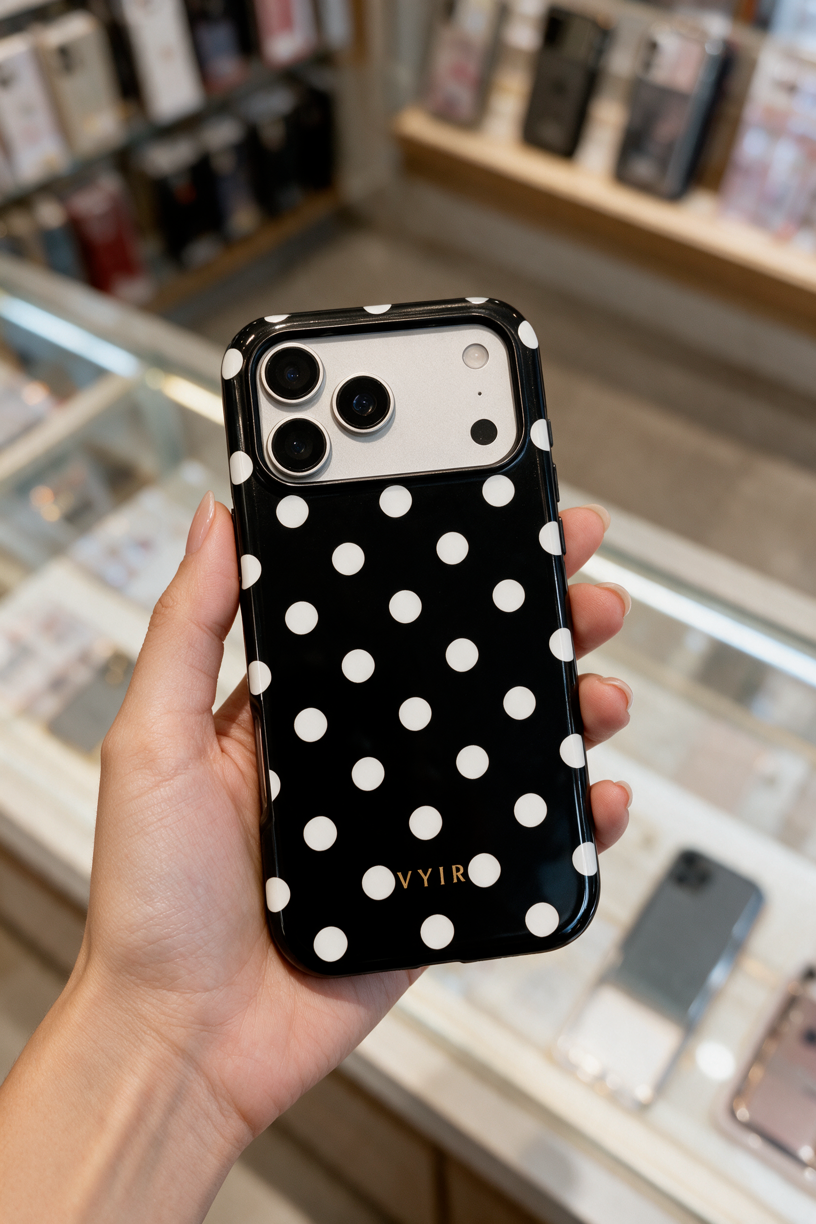 Classic Polka Dots, Black Noir - Tough Telefoonhoesje