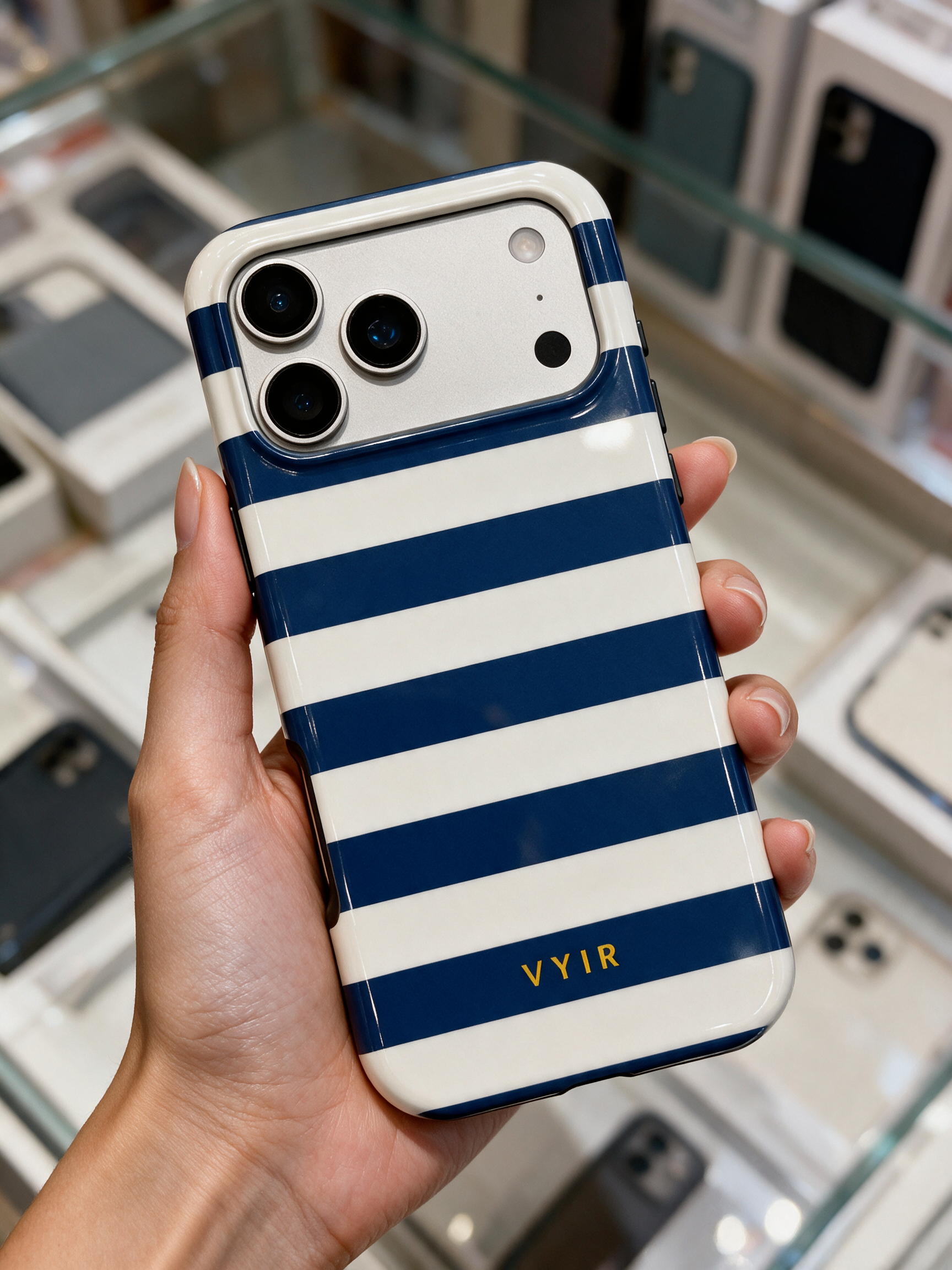 Horizontal Stripes, Old Money Blue - Tough Telefoonhoesje