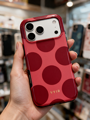 Large Polka Dots, Crimson Red - Tough MagSafe iPhone Hoesje